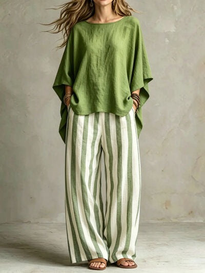 Full Size Solid Color Top and Pant Set