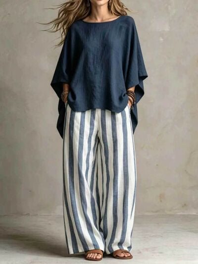 Full Size Solid Color Top and Pant Set