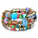 Bohemian Gravel Crystal Glass Beads Mixed with Multi Layered Polymer Clay Bracelet
