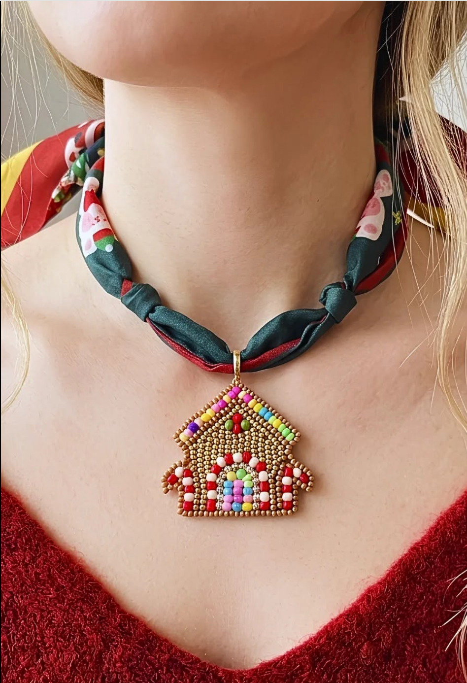 Holiday Charm Scarf Necklace
