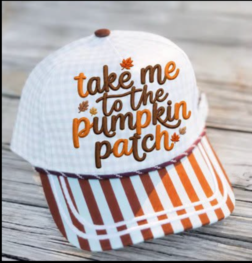 Take Me To The Pumpkin Patch Embroidered Fall Trucker Hat