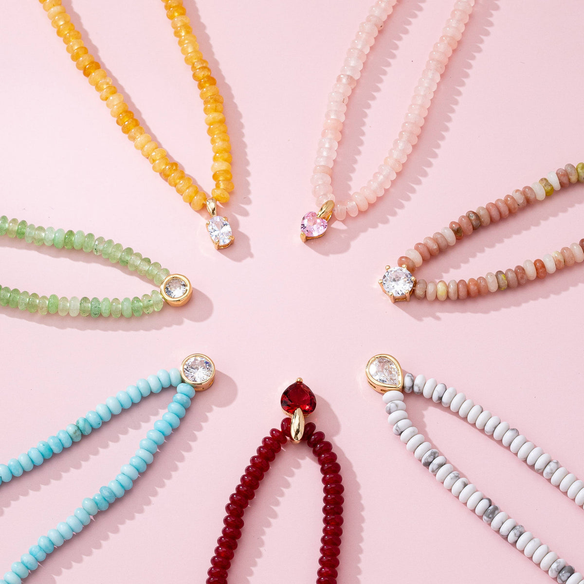 NATURAL SEMI PRECIOUS STONE BEADED CHARM NECKLACE | 80N92658: RED AGATE