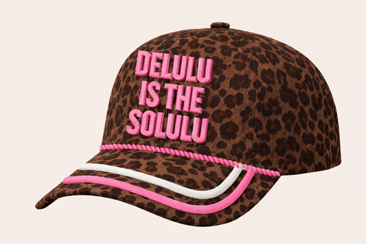 "Delulu is the Solulu" on Leopard Cap: Leopard / One Size