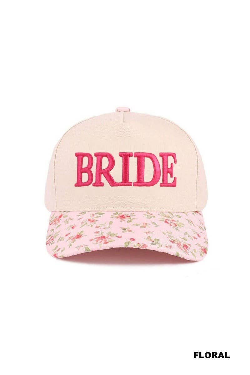 Bride Two Tone Cotton Hat: FLORAL / 1(ONE SIZE)