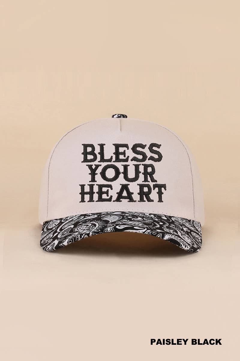 1205 Bless Your Heart Two Tone Canvas Cotton Cap SI-28920 Zenana Consgt.: FLORAL-192430 / OS