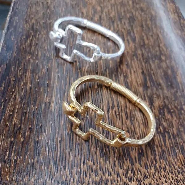 Beautiful Cross Cuff Bracelet Gold or Silver: Silver