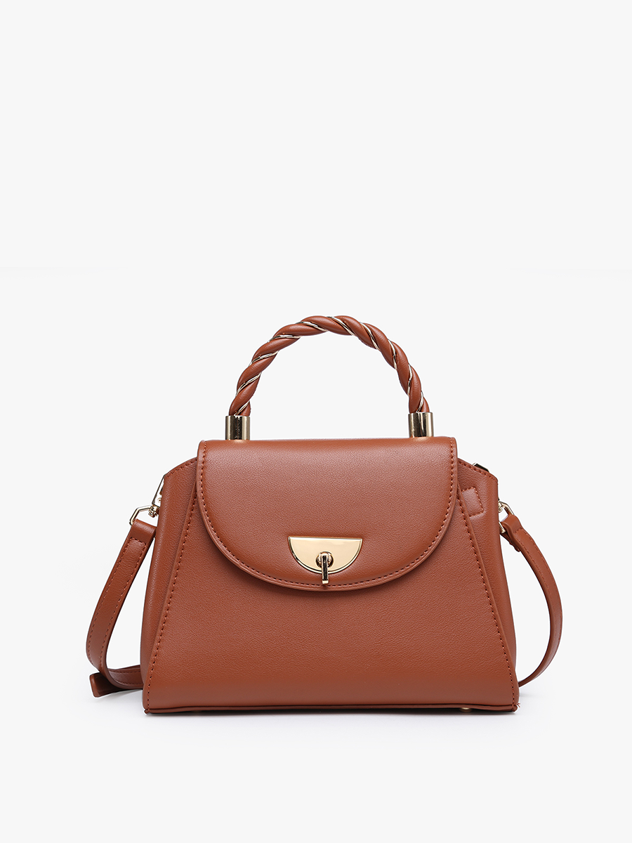 Clarke Twist Lock Small Satchel –Braided Handle Bag | EH2252: Grey