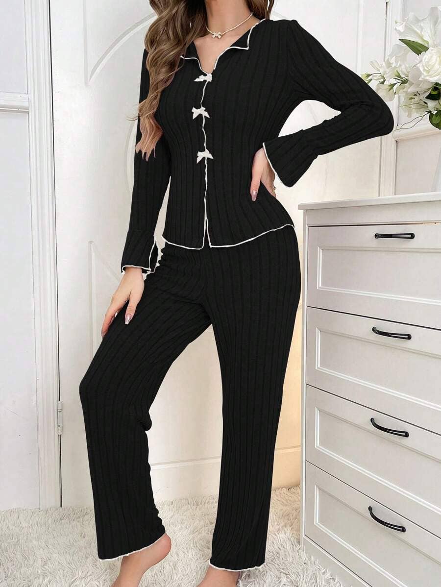 Women's Pajama Set Cozy All-Season Polyester Sleepwear: Off-white