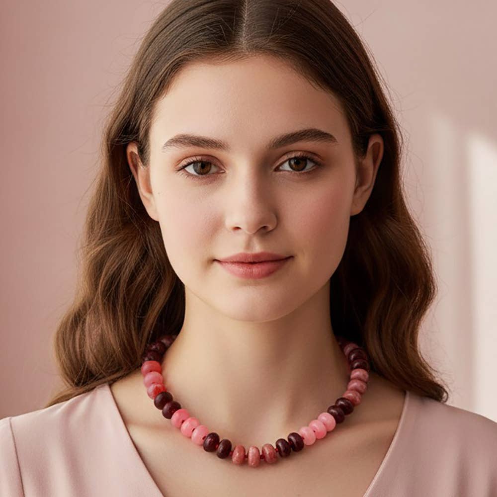 Chunky Rondelle Beaded Statement Necklace: Black