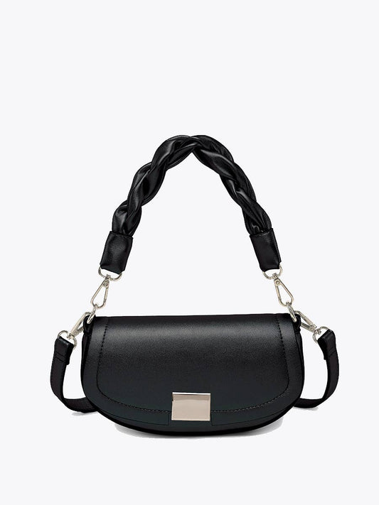 Nylah Flapover Crossbody – Woven Strap Bag | EH2708 : Black
