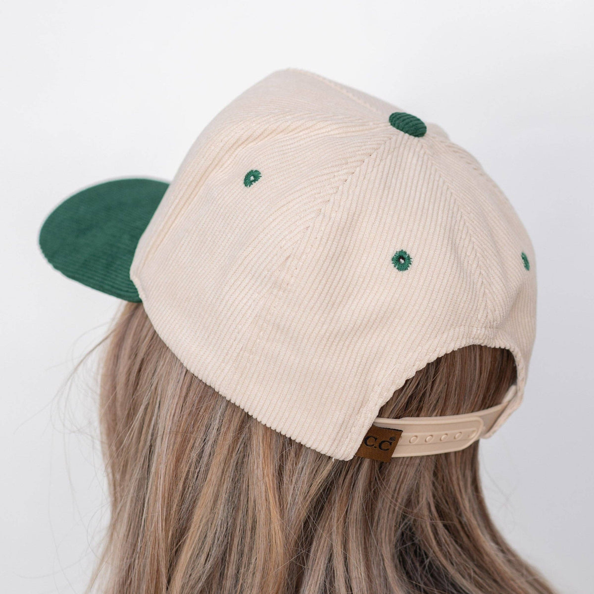 C.C Corduroy Trucker Cap – Wholesale Adjustable Snapback Hat (5 Colors): Sage/Pink