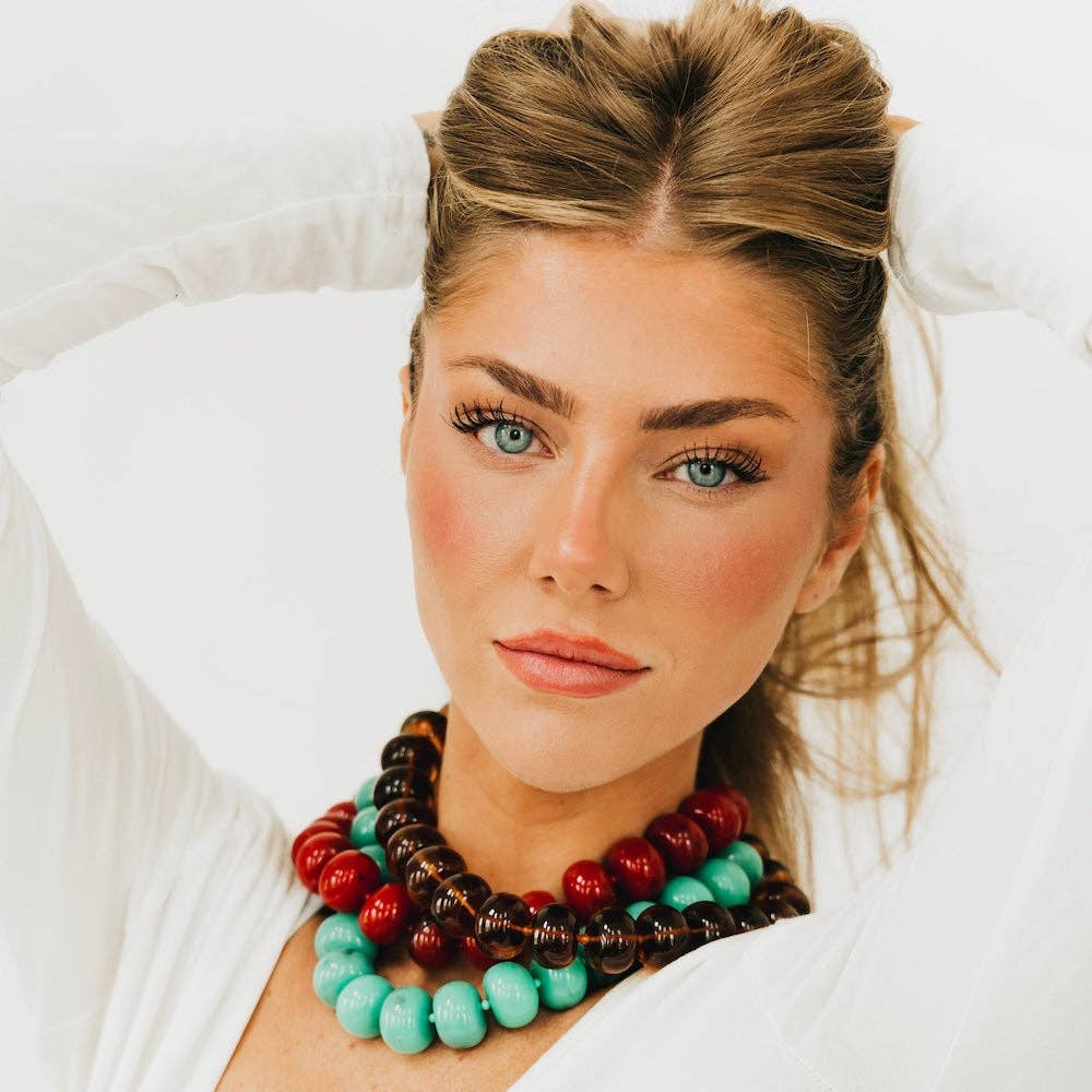 Bella Beaded Necklace - WATERPROOF: Red