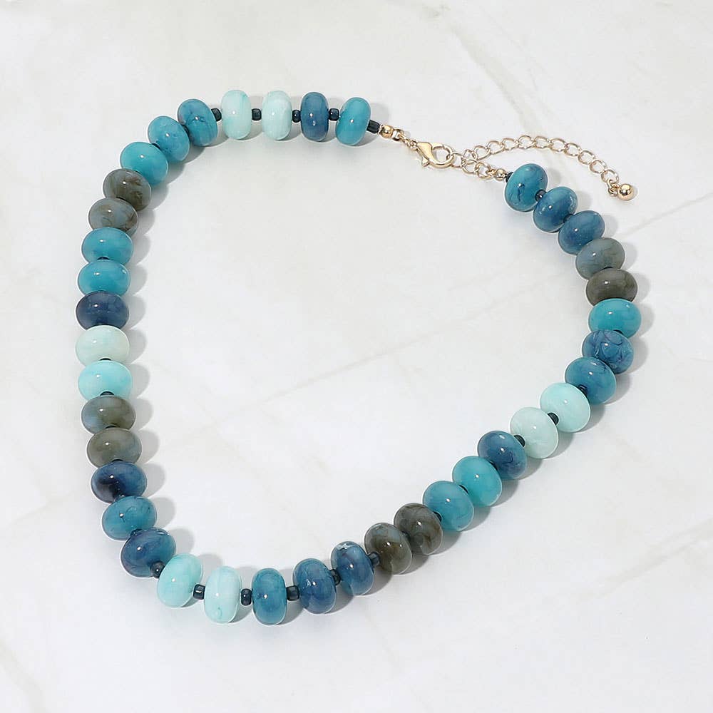 Chunky Rondelle Beaded Statement Necklace: Black