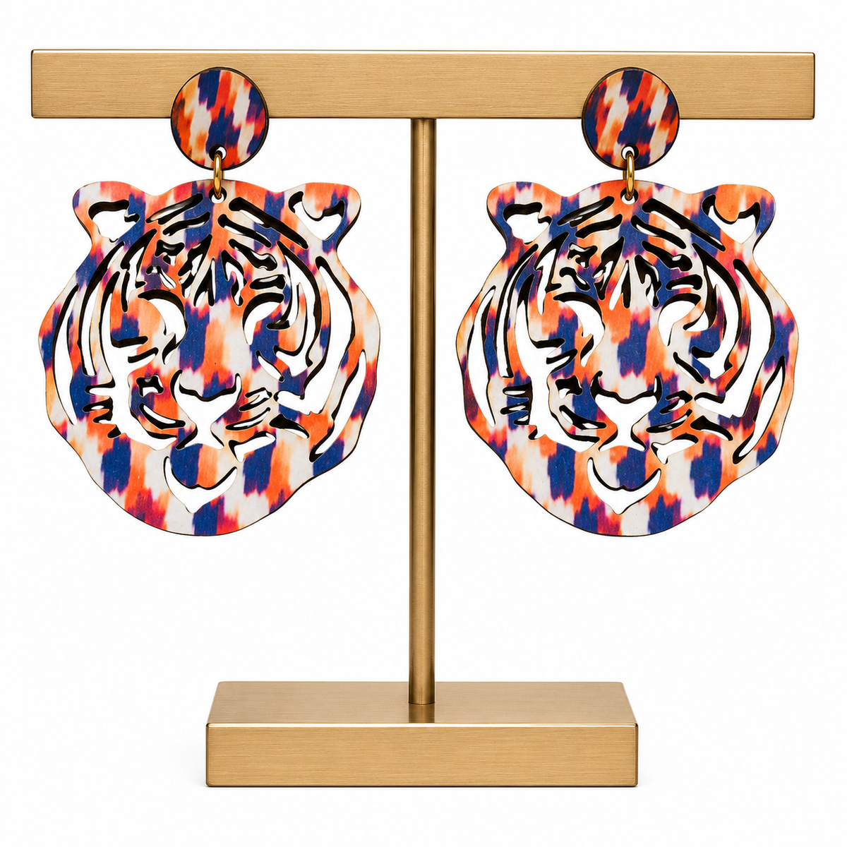 Game Day Orange and Purple Tiger Earrings