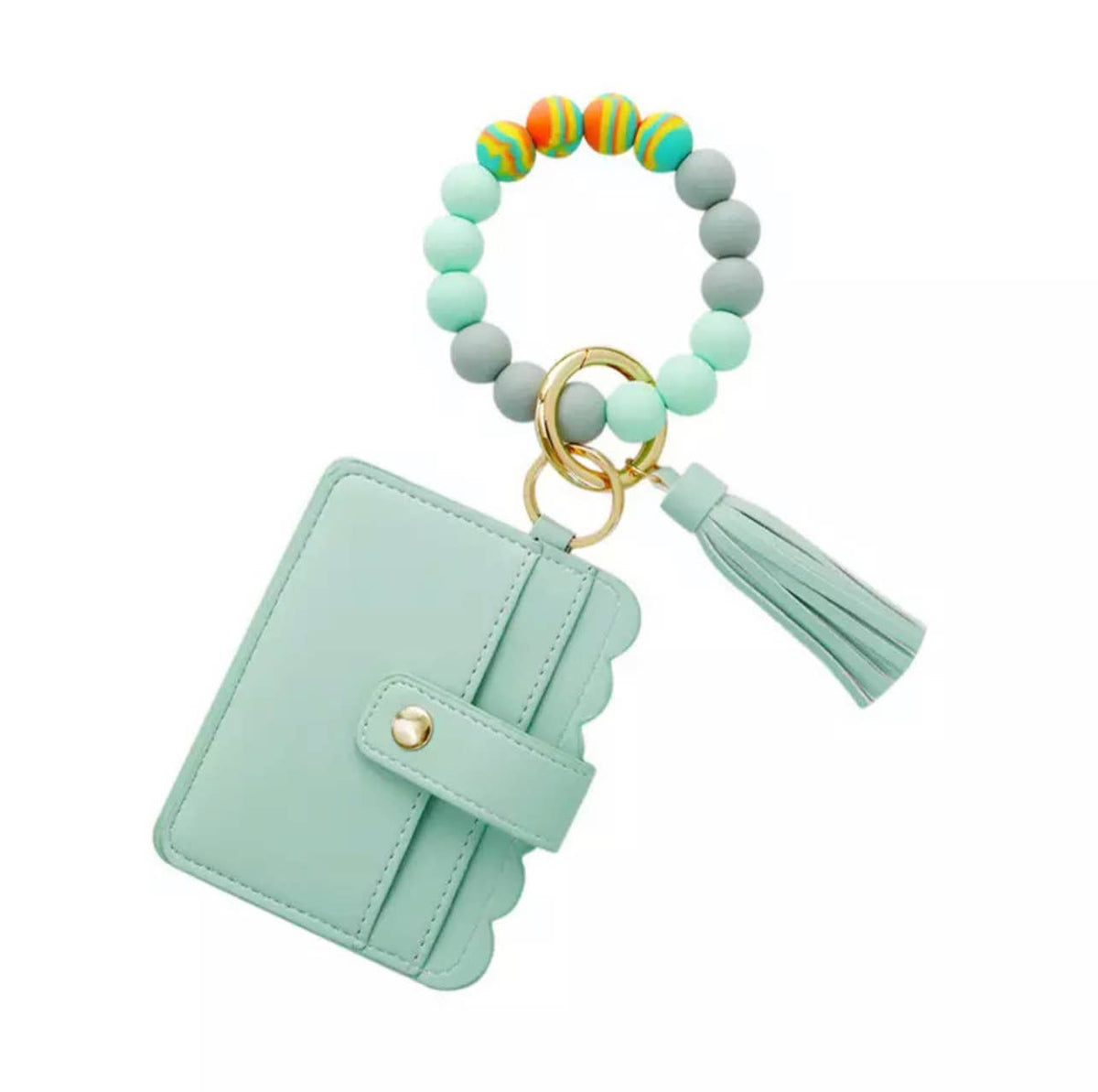 Wallet Wristlet Silicone Bead Tassel Keychains Women Girls