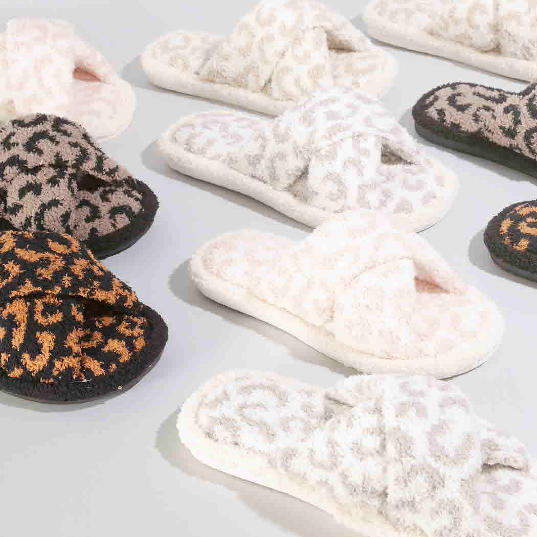 Luxury Soft Crossover Leopard Pattern Slipper: BEIGE