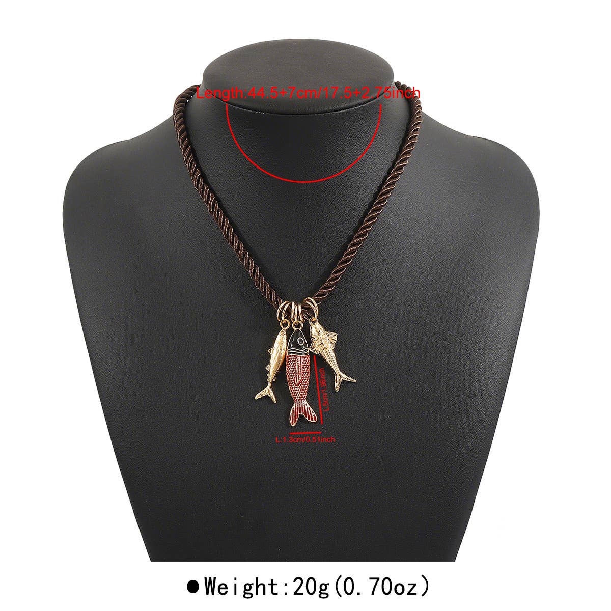 Beaded Fish Pendant Statement Necklace: Pink