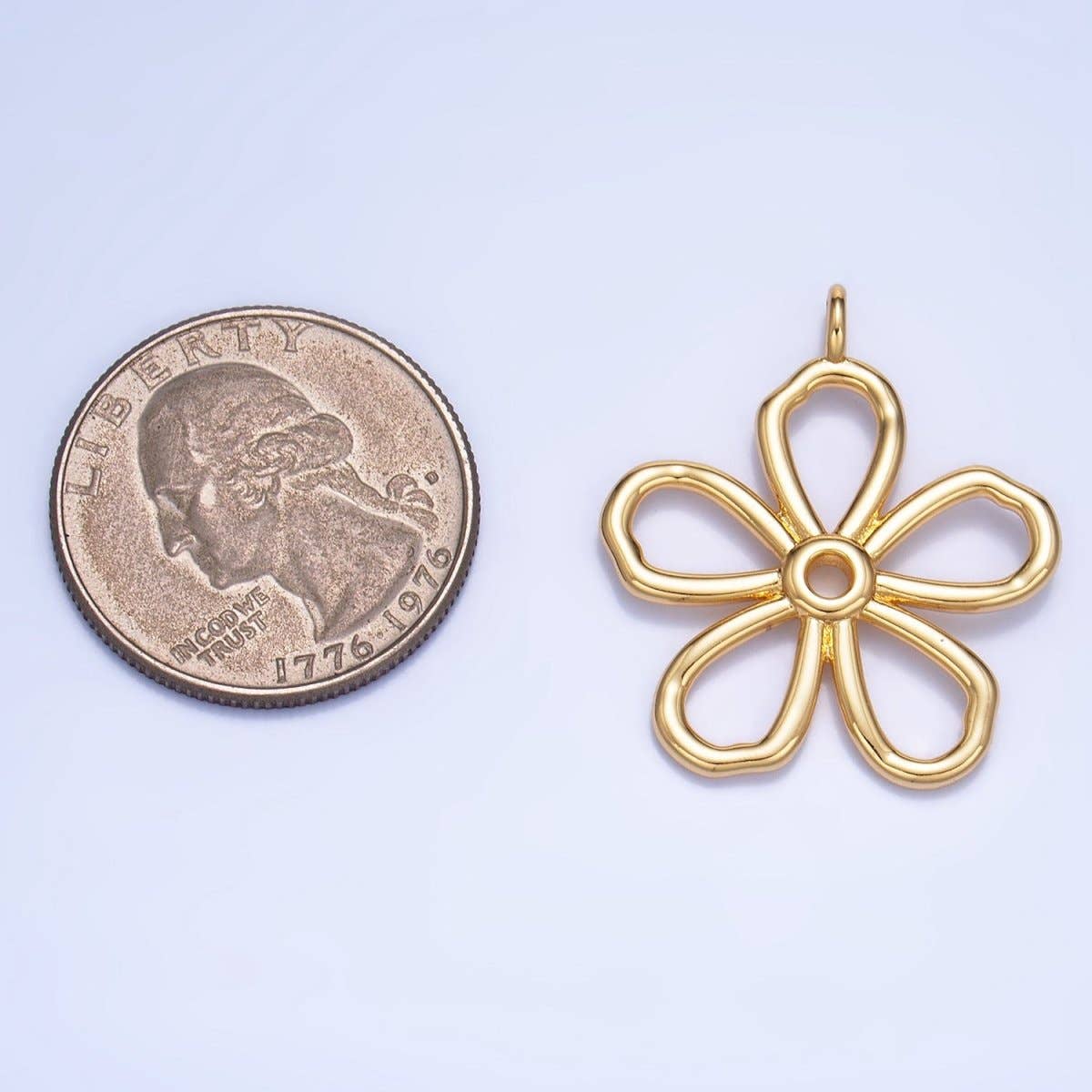 24K Gold Filled Minimalist Flower Pendant in Gold & Silver | AG947: Silver