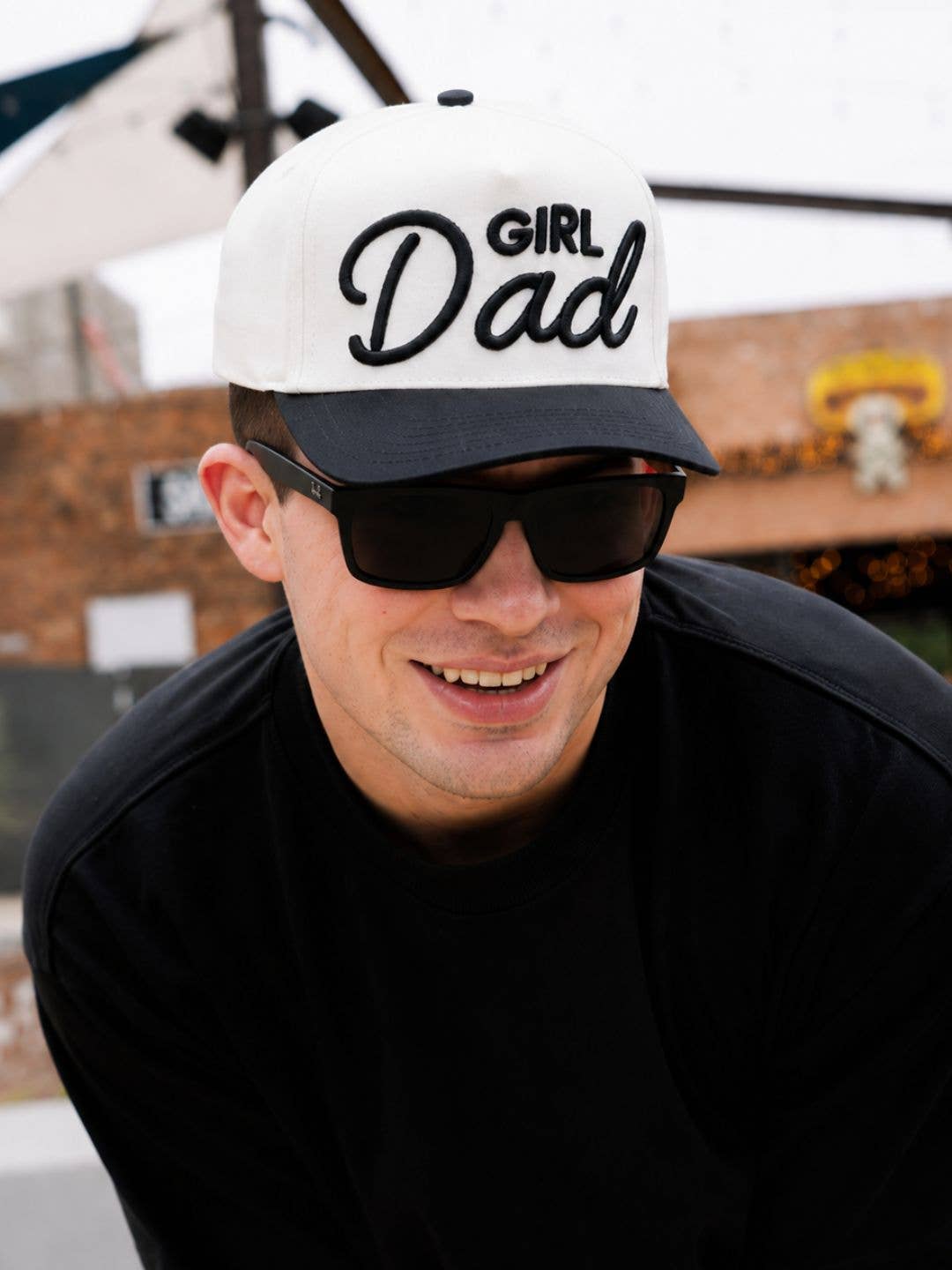 "Girl Dad" on White Cap with Black Bill: White / One Size