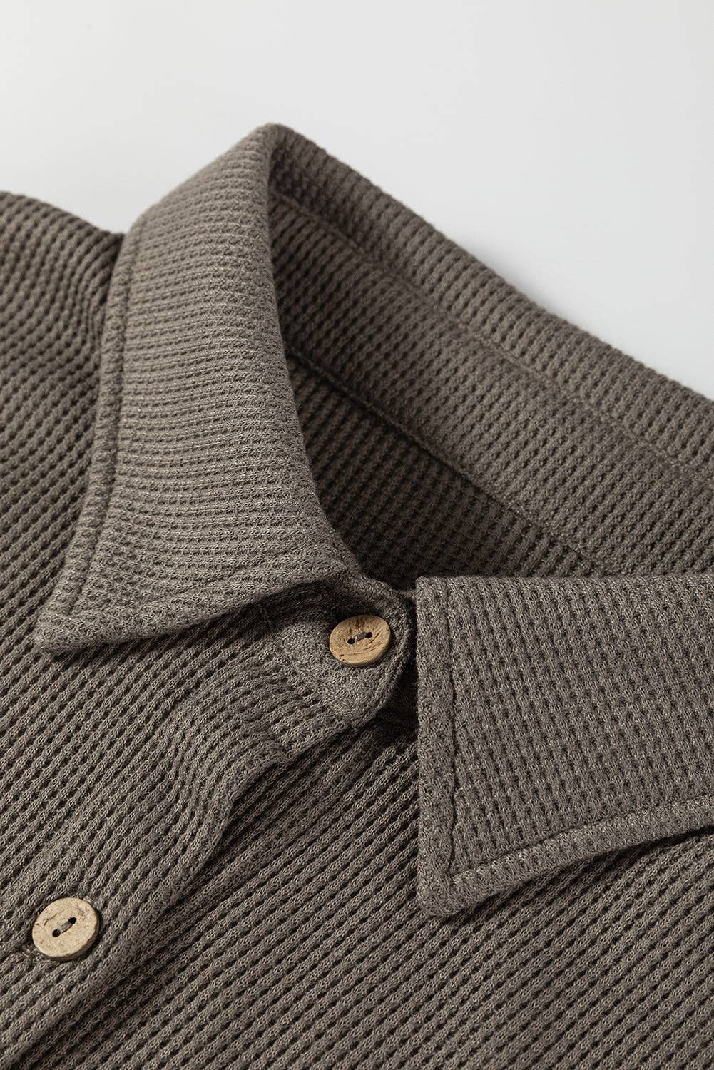 Simply Taupe Waffle Knit Shirt Tunic Dress: Simply Taupe / 75%Polyester+25%Cotton