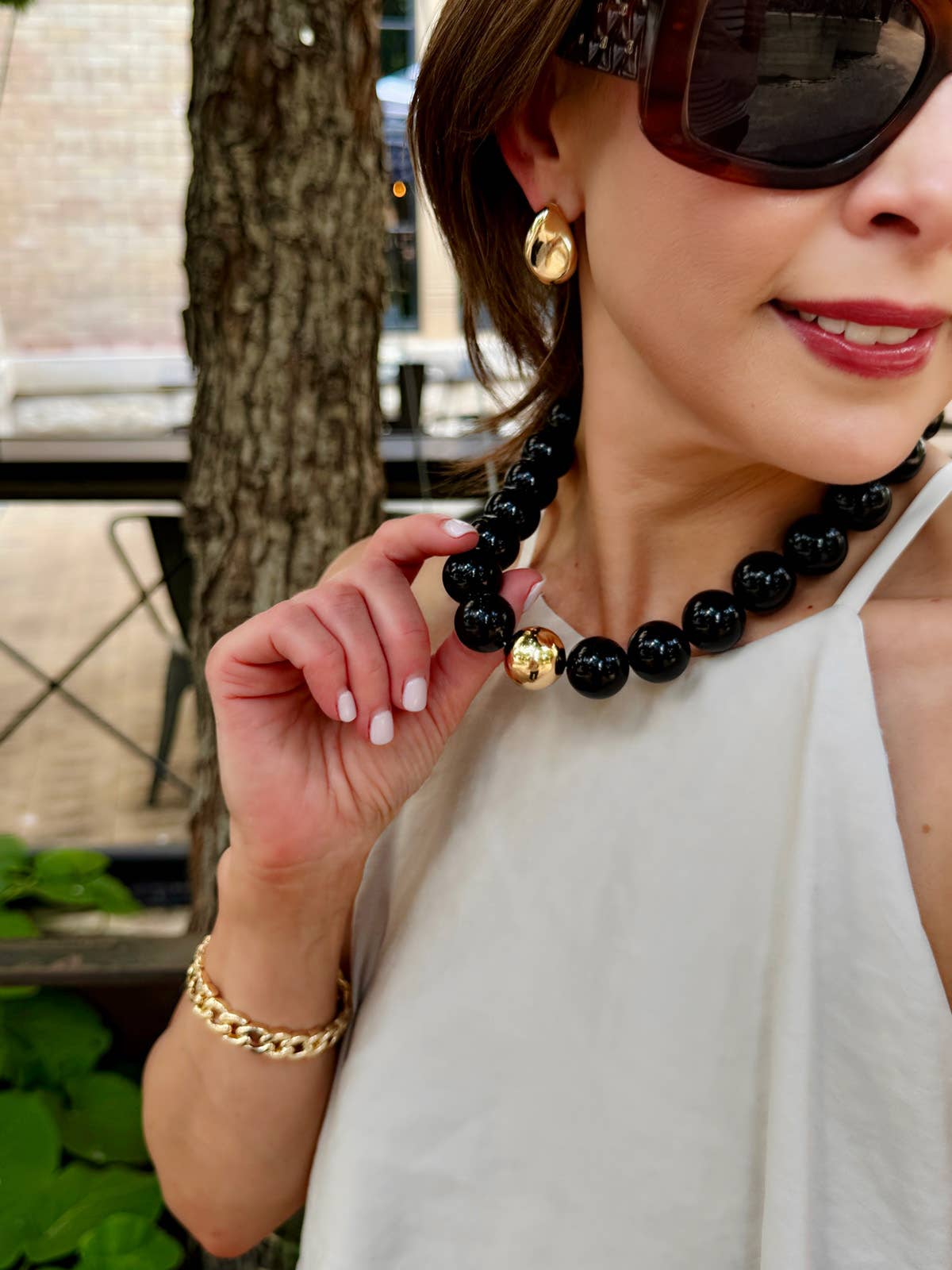 Marjorie Game Day Beaded Necklace: Orange