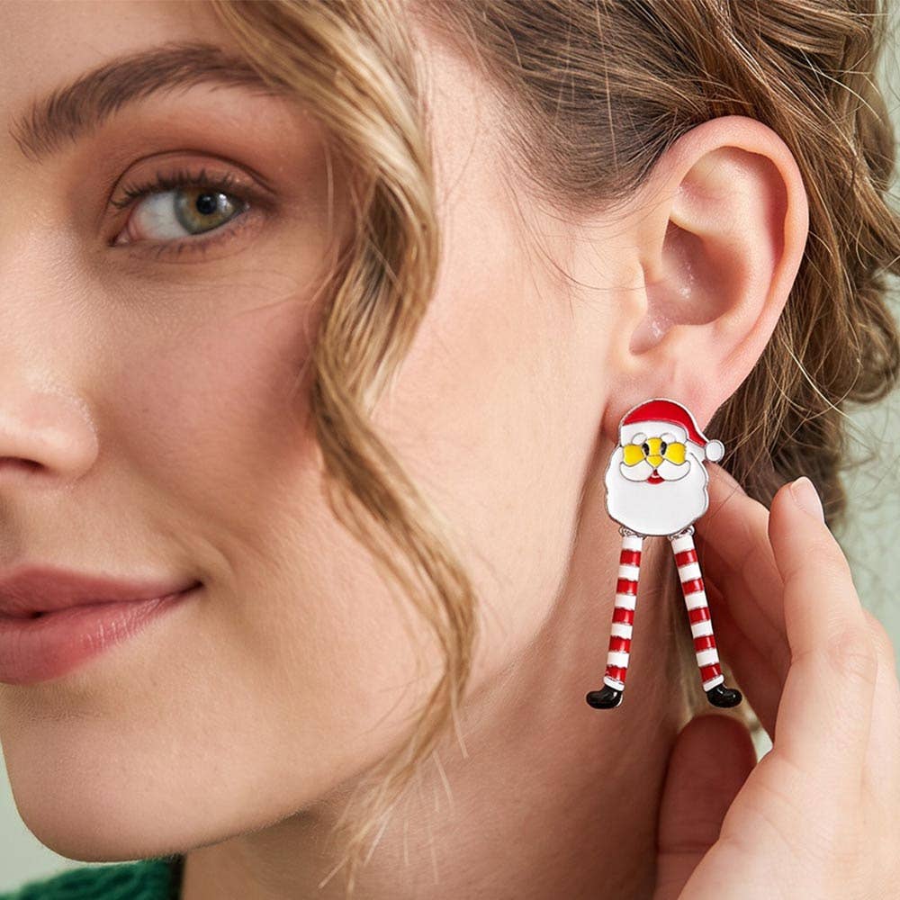 Christmas Dangling Leg Santa Earrings