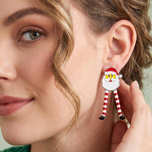 Christmas Dangling Leg Santa Earrings