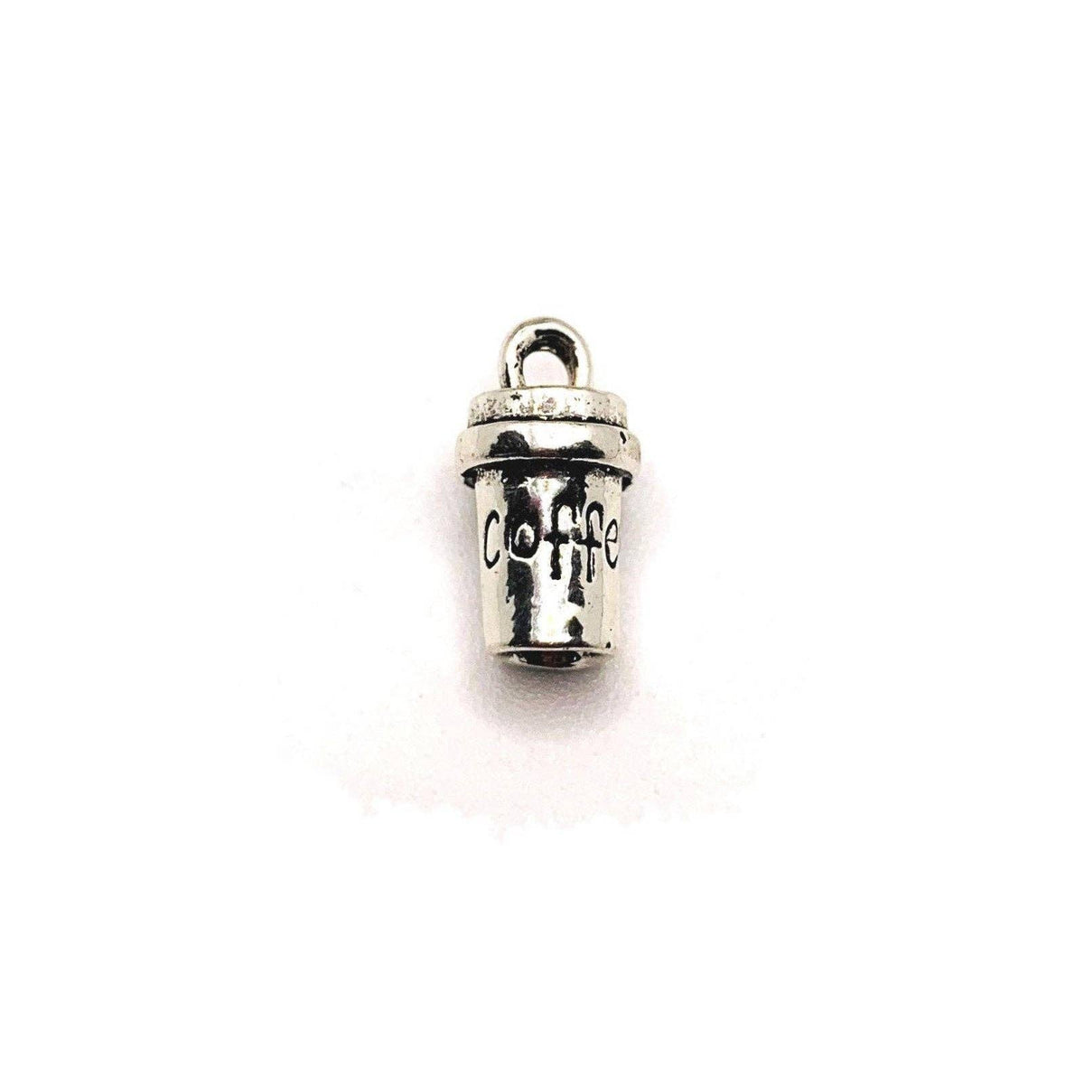 Silver Coffee Cup 3D Charms, 15x8mm: 4 Pieces