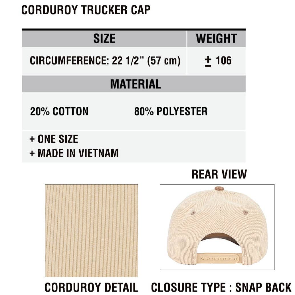 C.C Corduroy Trucker Cap – Wholesale Adjustable Snapback Hat (5 Colors): Sage/Pink