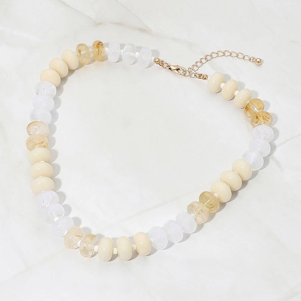 Chunky Rondelle Beaded Statement Necklace: Black