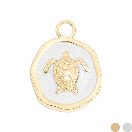 18K Gold PVD Sea Turtle Epoxy Charm: Gold