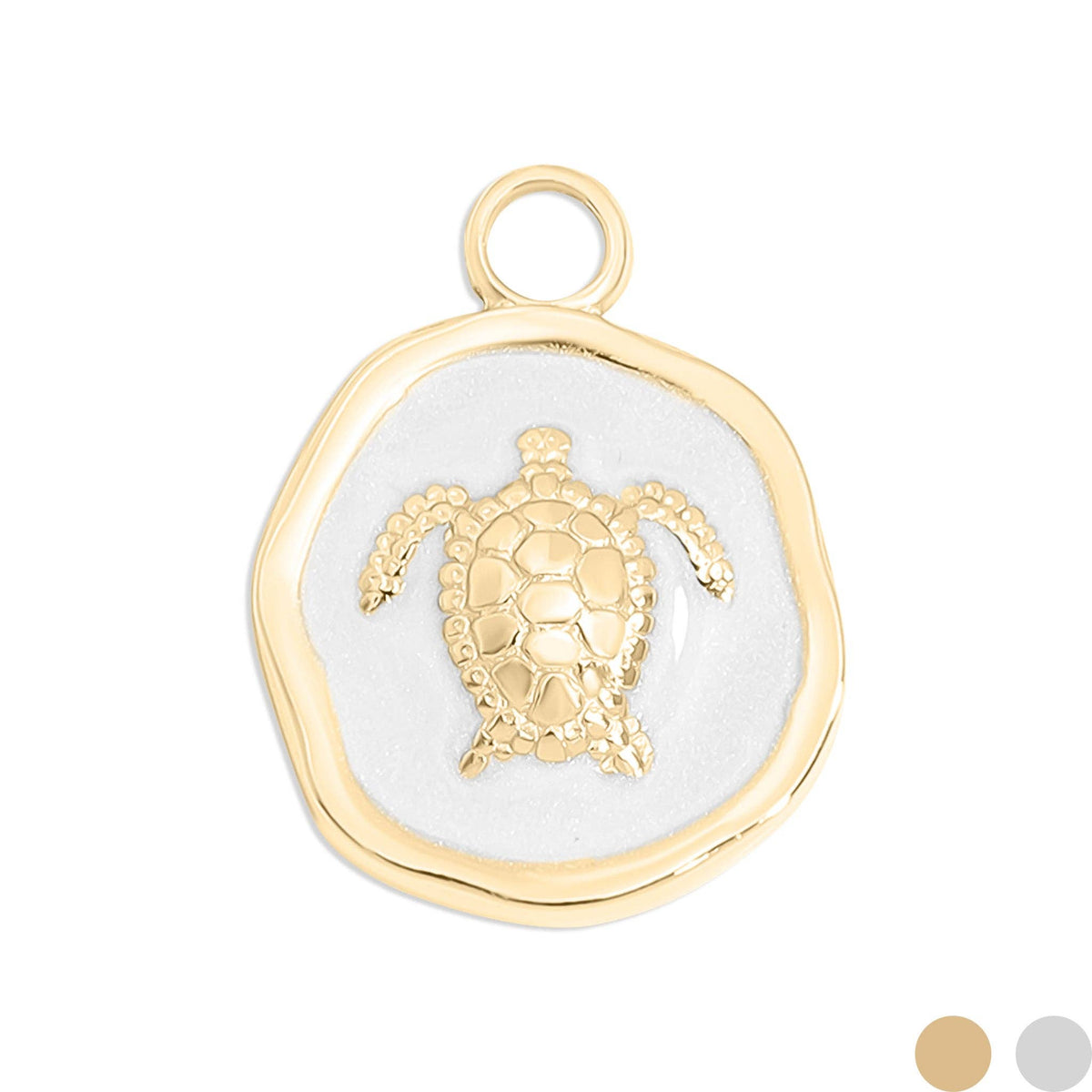 18K Gold PVD Sea Turtle Epoxy Charm: Stainless