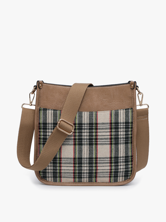 Posie Plaid Crossbody Bag – Removable Strap | M2168PLD : Tan