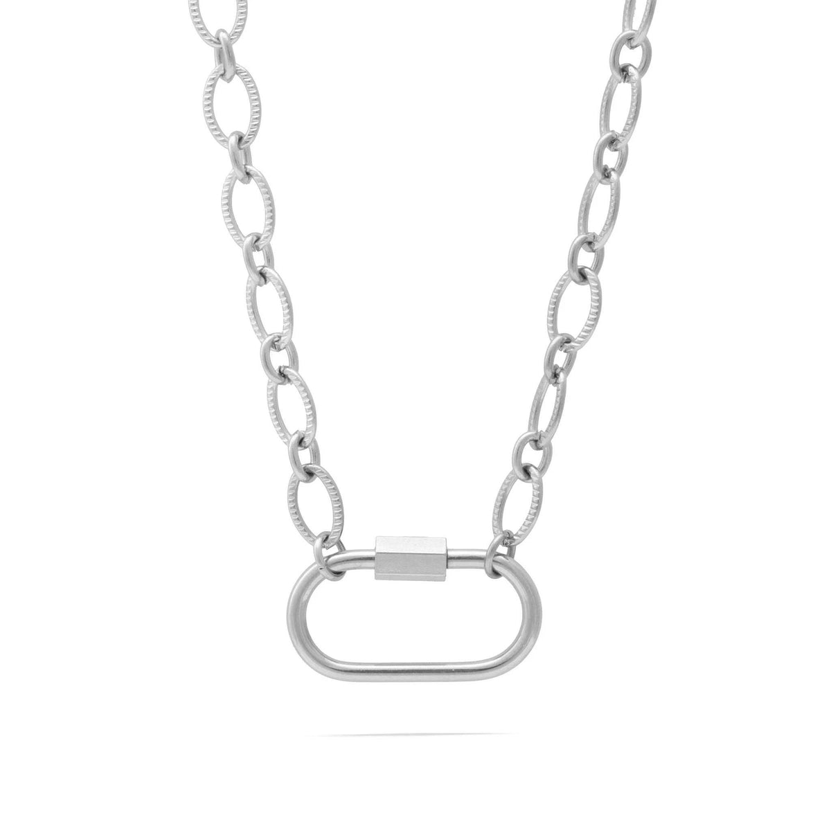 18K Gold PVD Stainless Steel Loop Chain Carabiner Necklace: Gold / 18"+2"