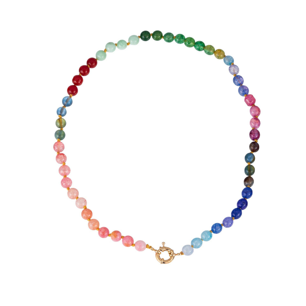 Natural Stone Semi-Precious Glass Mixed Necklace | 40NK9659: A
