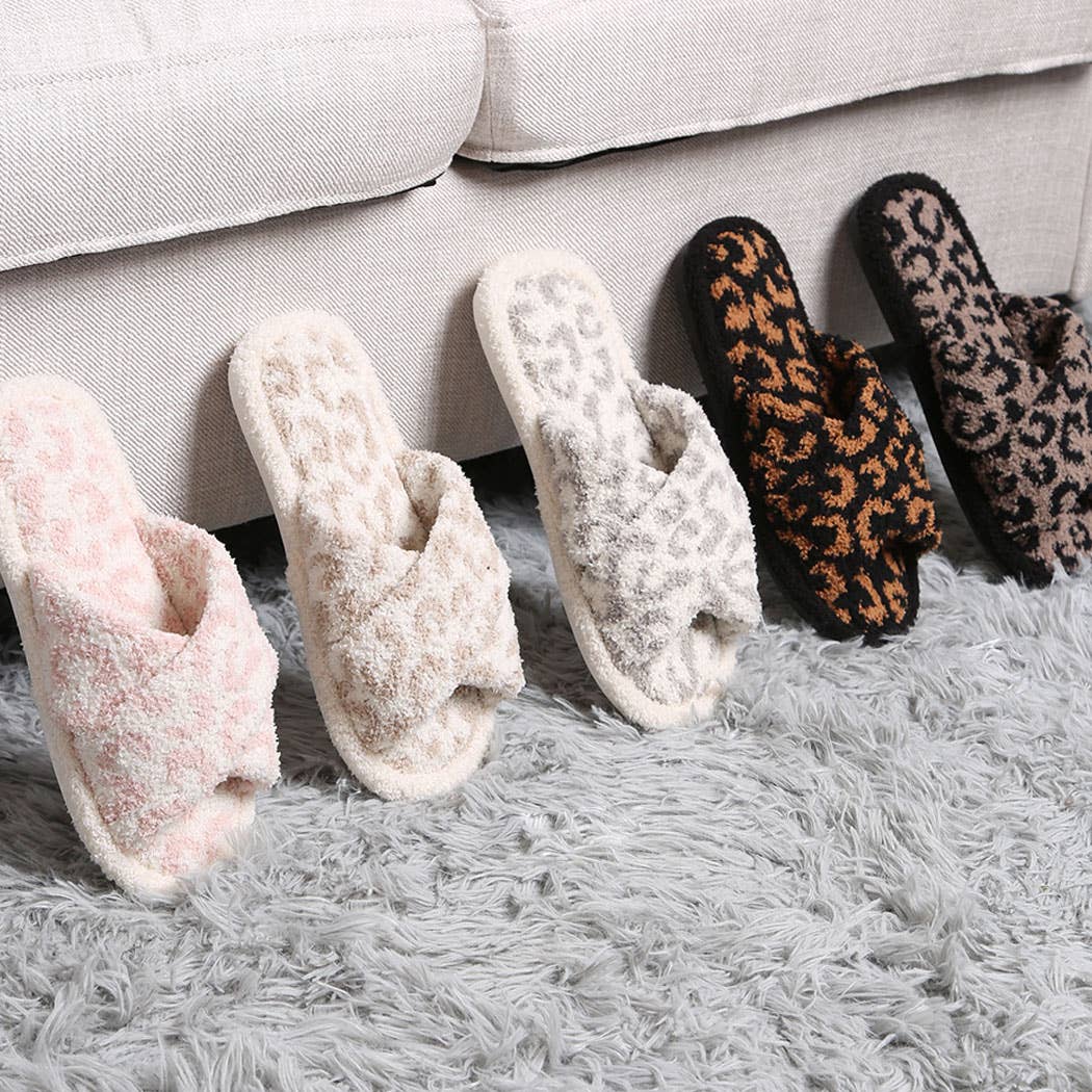 Luxury Soft Crossover Leopard Pattern Slipper: PINK