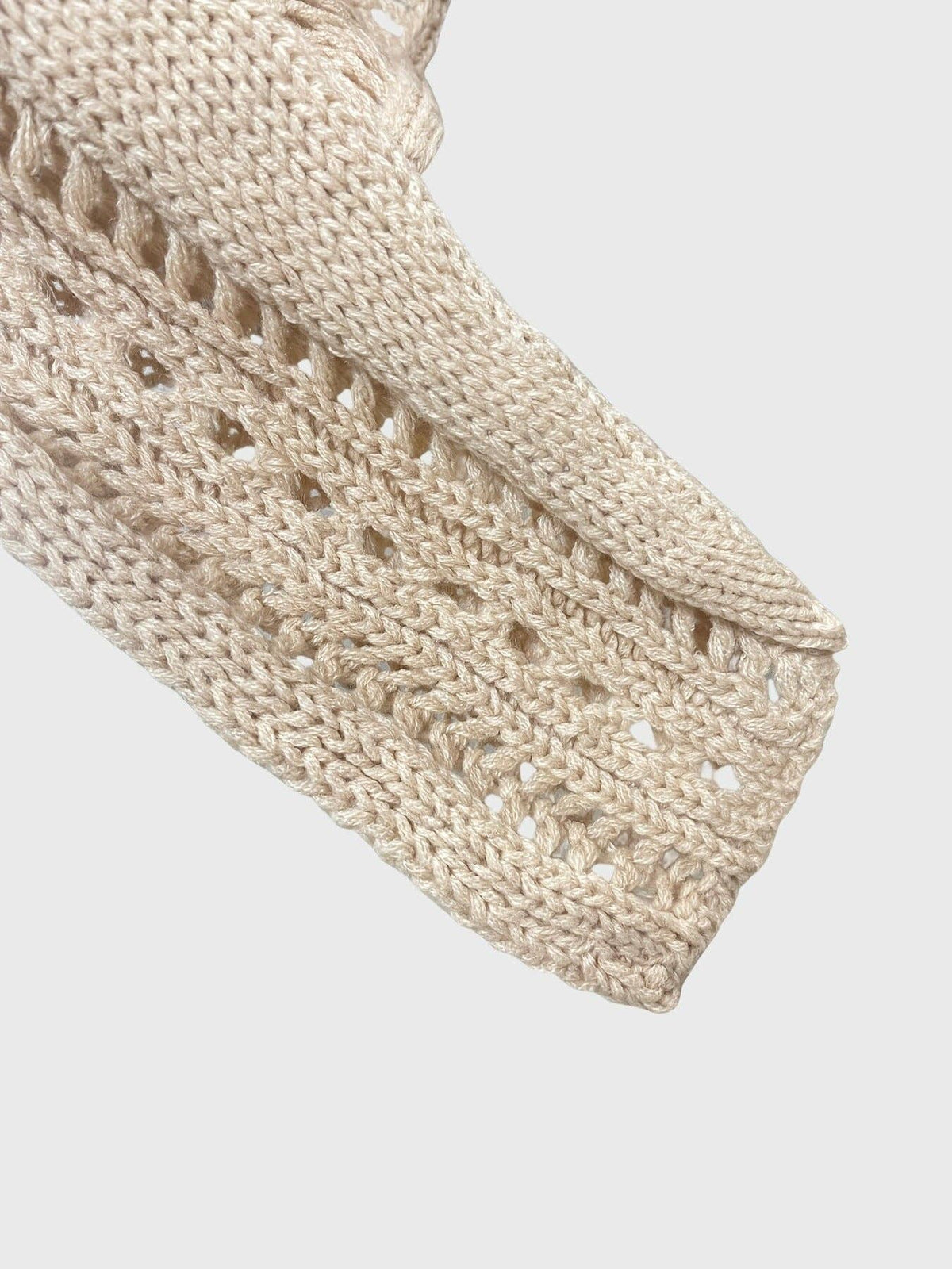 Crochet Cardigan Openwork Long Sleeve Crop Top Women N6A156: Apricot