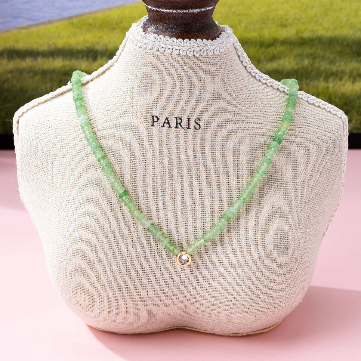 NATURAL SEMI PRECIOUS STONE BEADED CHARM NECKLACE | 80N92658: Brown