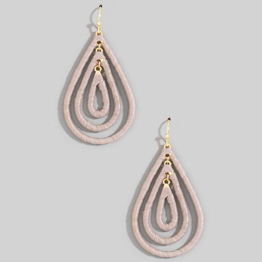 Raffia Wrapped Layered Teardrop Earrings: TAU