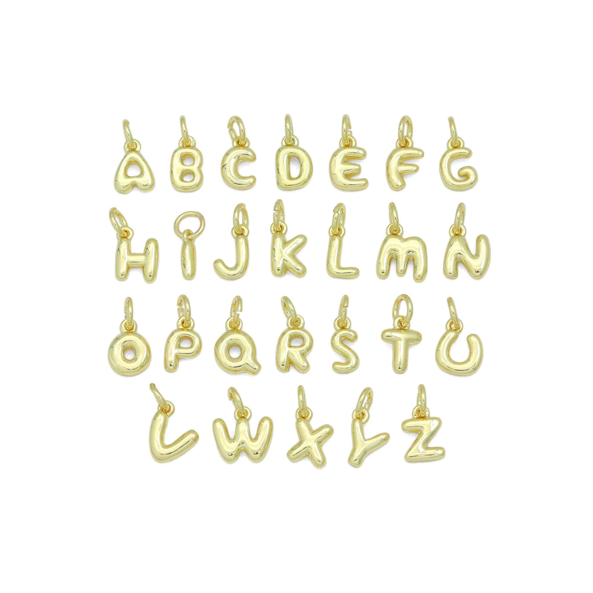 Small Bubble Initial charm, Alphabet Initial Charm Pendant, Sku#LX894: 1 set (26pc)
