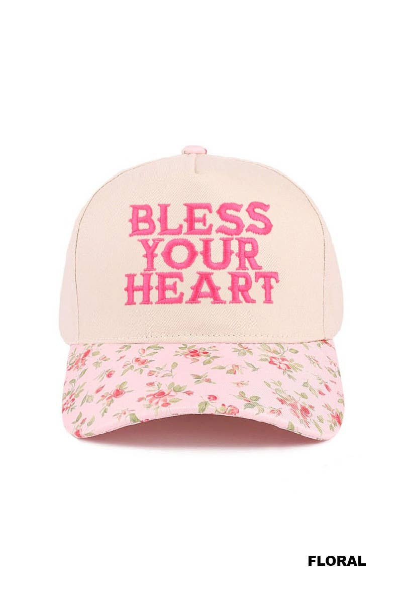 1205 Bless Your Heart Two Tone Canvas Cotton Cap SI-28920 Zenana Consgt.: FLORAL-192430 / OS