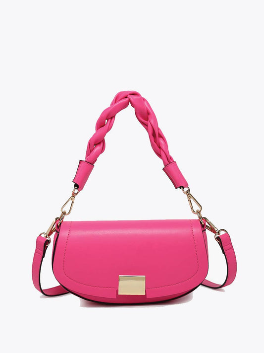 Nylah Flapover Crossbody – Woven Strap Bag | EH2708 : Hot Pink