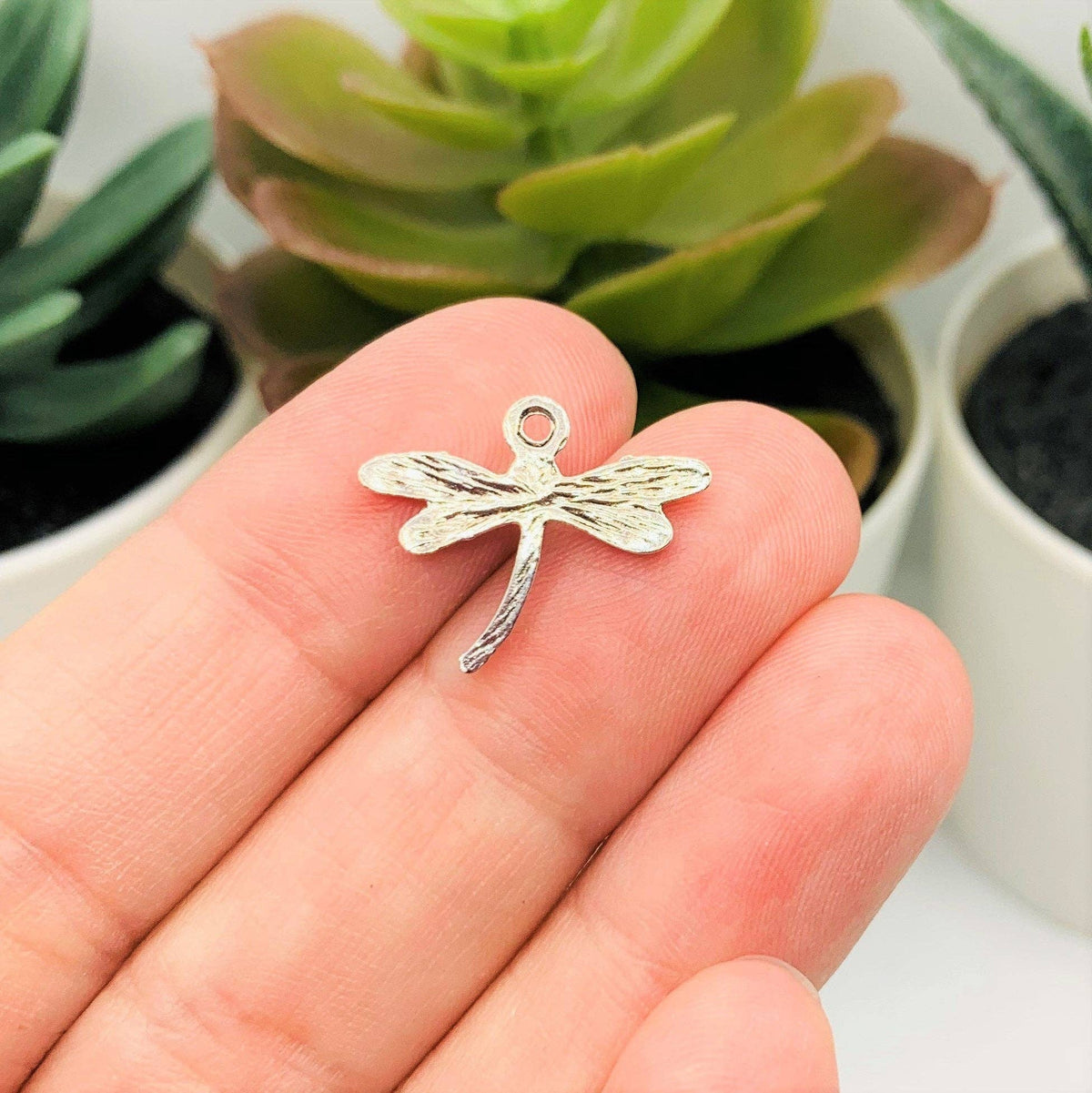 Silver Dragonfly Charms, 19x15mm: 4 Pieces