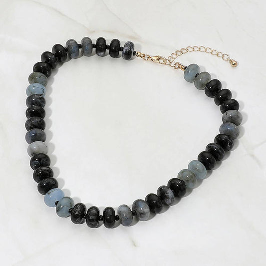 Chunky Rondelle Beaded Statement Necklace: Black