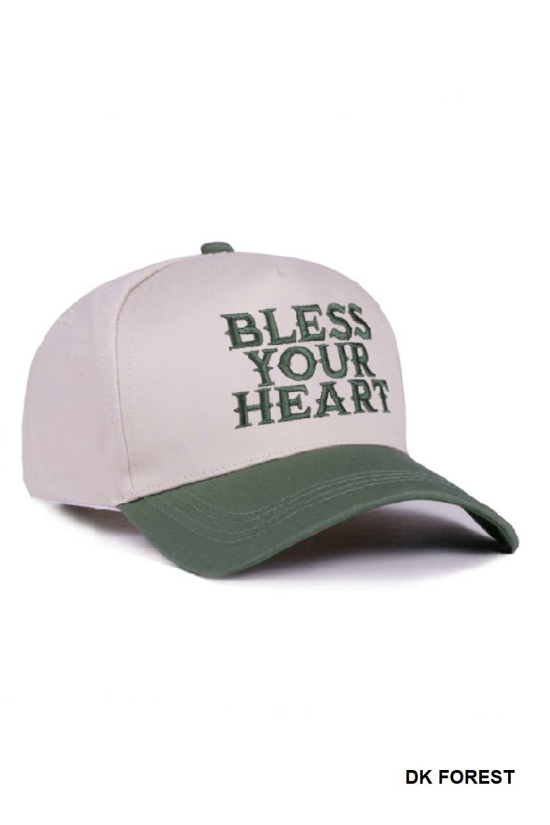 1205 Bless Your Heart Two Tone Canvas Cotton Cap SI-28920 Zenana Consgt.: DK FOREST-190216 / OS