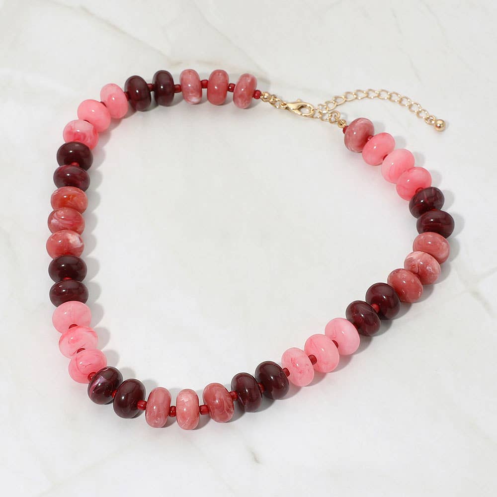 Chunky Rondelle Beaded Statement Necklace: Black