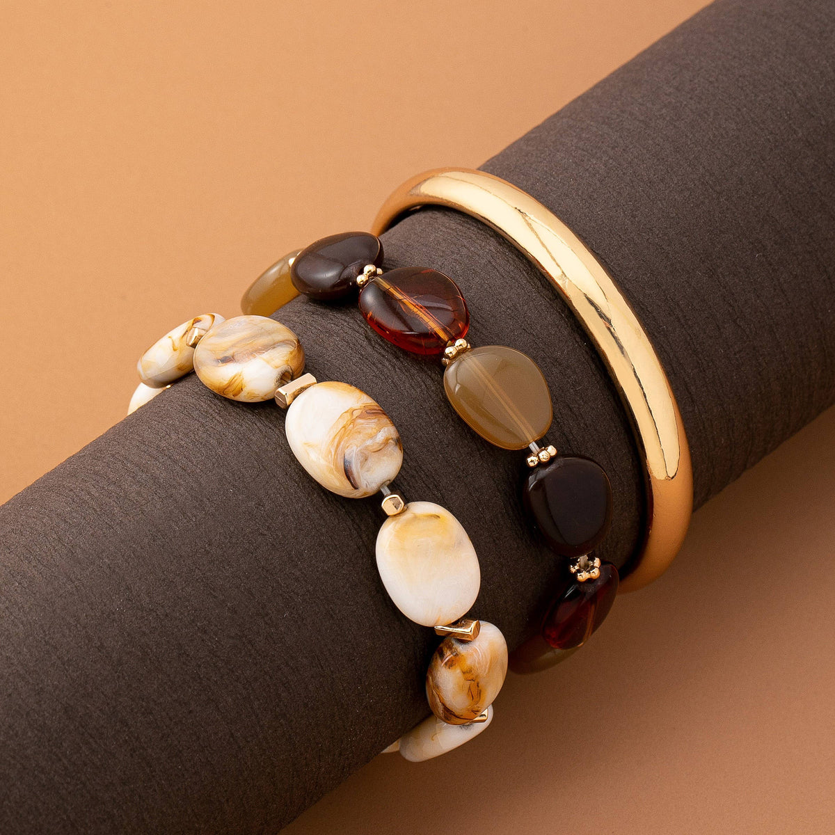 BOHO MULTI ACRYLIC FACET GOLD BRACELET SET | 80B1567: GOLD