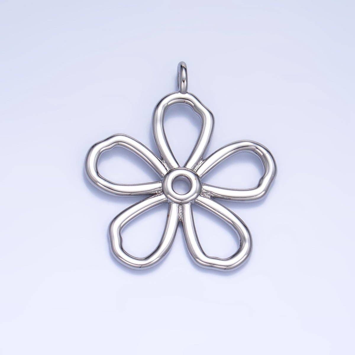 24K Gold Filled Minimalist Flower Pendant in Gold & Silver | AG947: Silver