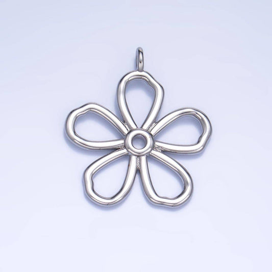 24K Gold Filled Minimalist Flower Pendant in Gold & Silver | AG947: Silver