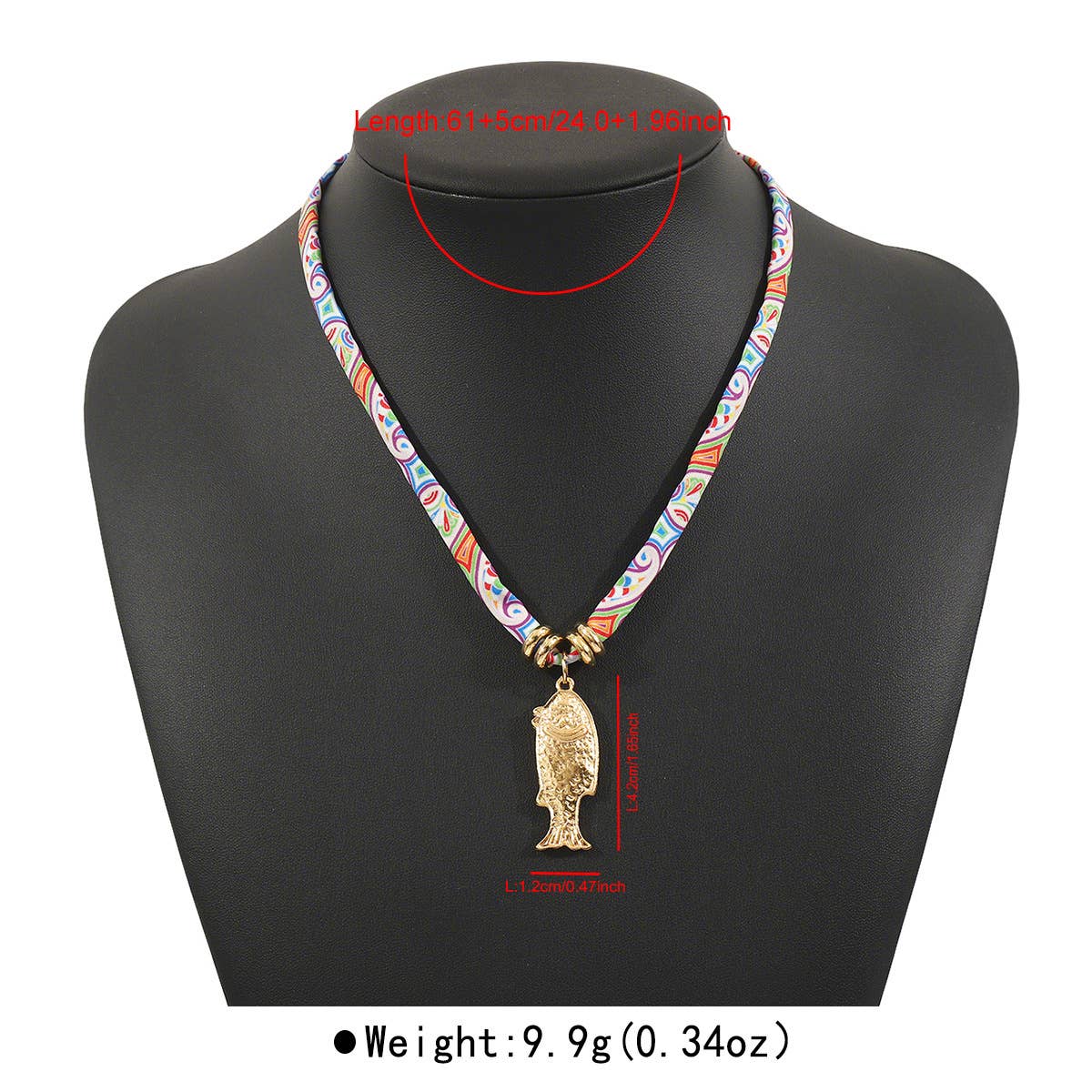 Beaded Fish Pendant Statement Necklace: Pink